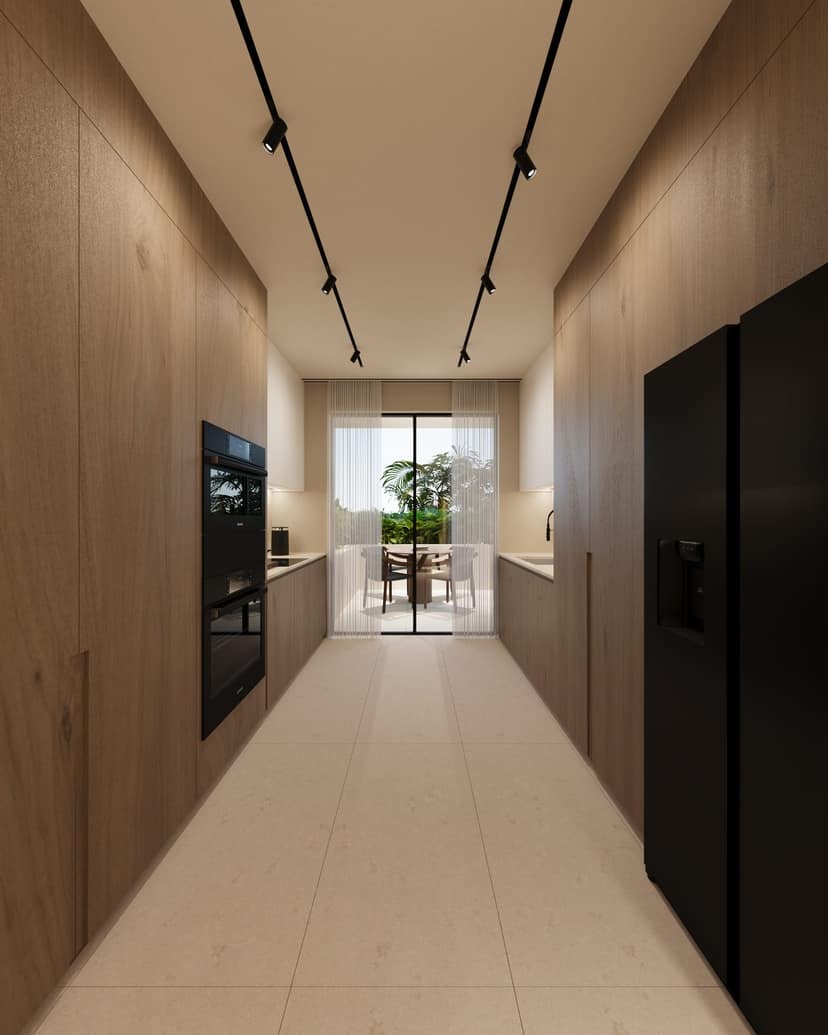 Cocina de una Zen Villa con hornos empotrados