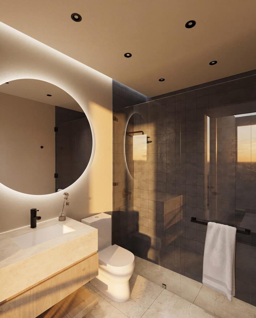 Baño de una Zen Villa con lavabo de piedra